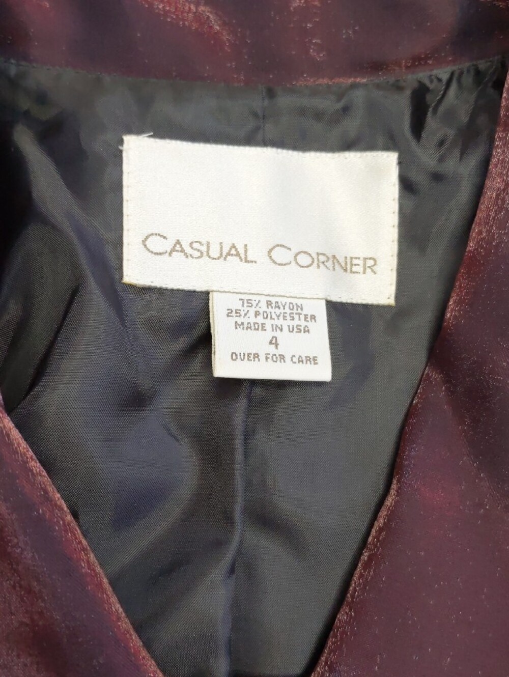 Casual Corner Women's Shiny Plum Button Jacket - Picture 7 of 7